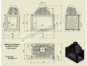 Wkład kominkowy OLIWIA 18 prawy + dolot