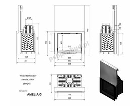 Wkład kominkowy Amelia 25 kW gilotyna + dolot + glass