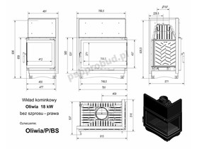 Wkład kominkowy Oliwia 18 kW boczna szyba (łączona bez szprosa)