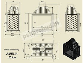 Wkład kominkowy Amelia 25 kW + dolot