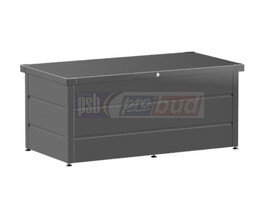 Hormann Juno duża metalowa skrzynia ogrodowa balkonowa tarasowa zamykana schowek szare aluminium RAL 9007